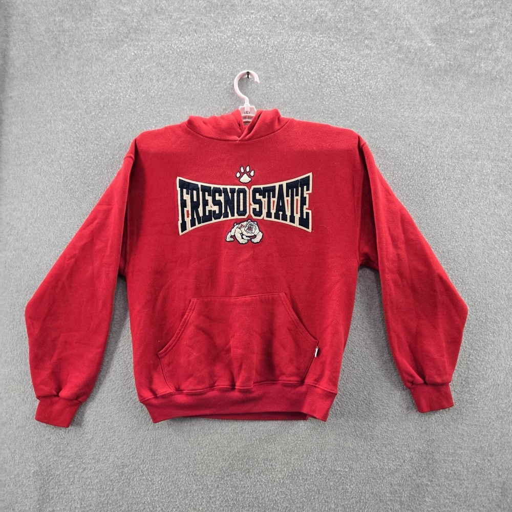VINTAGE Fresno State Bulldogs Men Hoodie M Red Russell Athletic Pullover READ